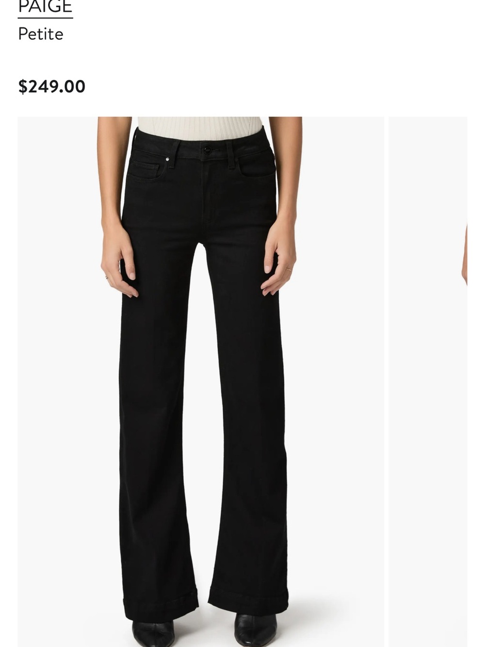 PAIGE Leenah Petite High-Rise Black Wide-Leg Jeans